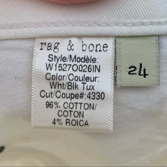 New RAG & BONE For INTERMIX Black White Tuxedo Skinny Jeans Zipper Size 24 - Picture 4 of 14